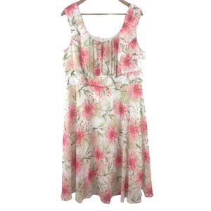 Roz & Ali Elegant Floral Chiffon Ella Midi Dress Size 16W 1X Summer Wedding Plus